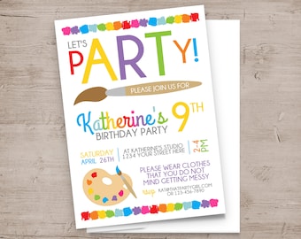 Art Party Invitation, Art Birthday Invitation, Art Party Invite, Paint Party Invite, Paint Party Invitations, Paint Birthday, Art Birthday