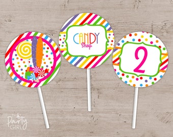 DIY Candy Shop Favor Tags Cupcake Toppers - digital U Print