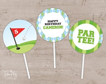 DIY Golf PAR-TEE Birthday Party Favor Tags Cup Cake Toppers - Digital U Print