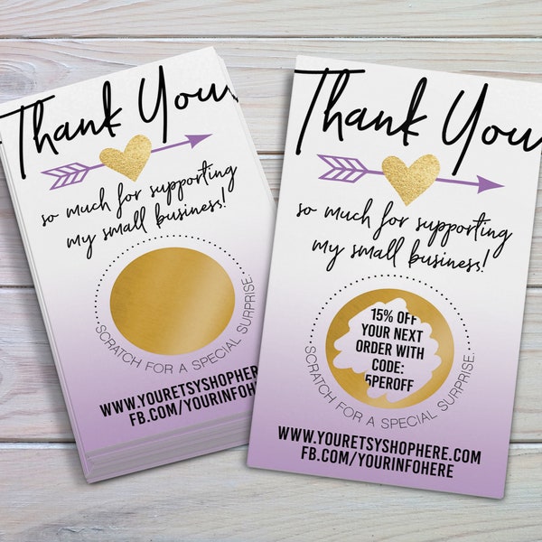 Scratch Off Thank You Cards, Small Business Thank Yous, Customer Thank You Cards, Scratch Off Game Cards, Business Scratch Offs, Custom