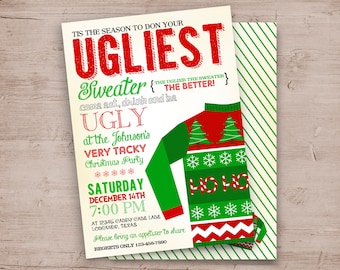 Ugly Sweater Invitation, Ugly Sweater Invite, Ugly Sweater Party Invite, Ugly Sweater Party Invitation, Ugly Christmas Sweater Party Invite