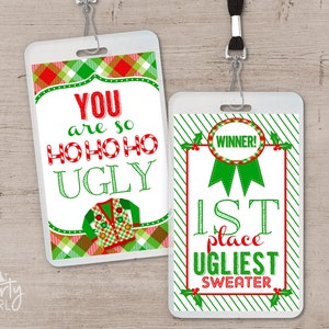 Ugly Sweater Christmas Party Awards: 1st, 2nd, 3rd Place Badges