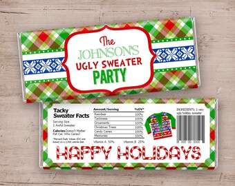 Ugly Sweater Party, Ugly Sweater Candy Bar Wrappers, Ugly Sweater Party Decor, Ugly Christmas Sweater Party Favors, Tacky Sweater Party, DIY