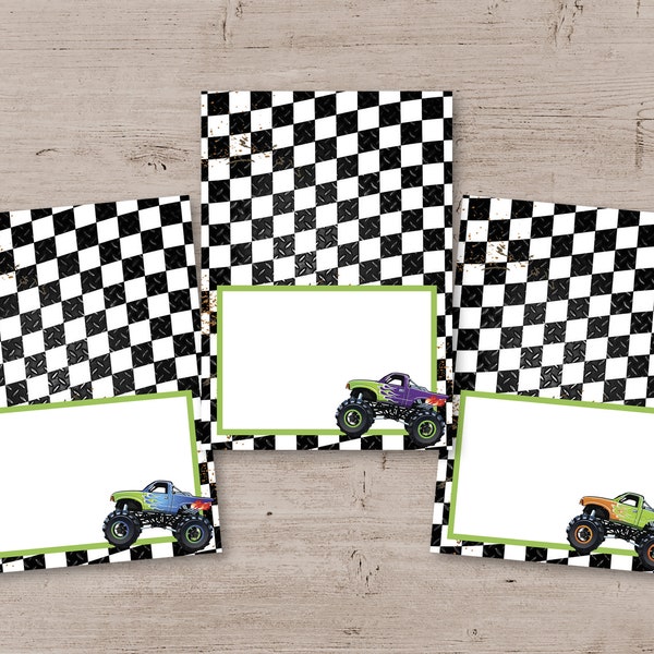 Monster Truck Birthday Party Food Tent Labels, Place Cards, Monster Truck Party Decor, Printable Monster Truck Decorations, DIY