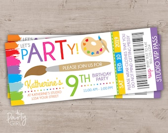 Art Party Invitation, Art Birthday Invitation, Art Party Invite, Paint Party Invite, Paint Party Invitations, Paint Birthday, Art Birthday