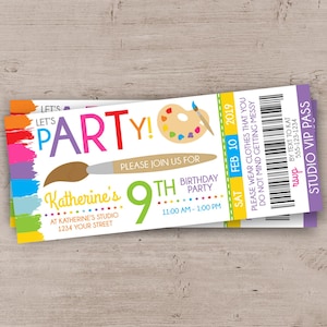 Art Party Invitation, Art Birthday Invitation, Art Party Invite, Paint Party Invite, Paint Party Invitations, Paint Birthday, Art Birthday