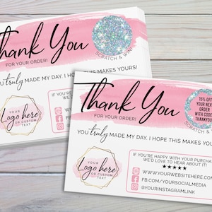 Customer Thank You Scratch Off Cards, Small Business Thank Yous, Business Logo Thank You Custom Card, Business Scratch Offs