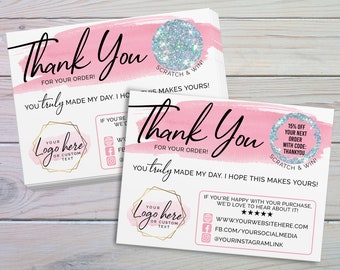 Custom Logo Thank You Scratch Off Cards: Small Business Supplies