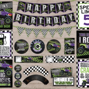 Monster Truck Invitation, Monster Truck Birthday Party Invitations, Monster Truck Party Decorations, VIP Pit Pass Birthday Decor Invites image 3