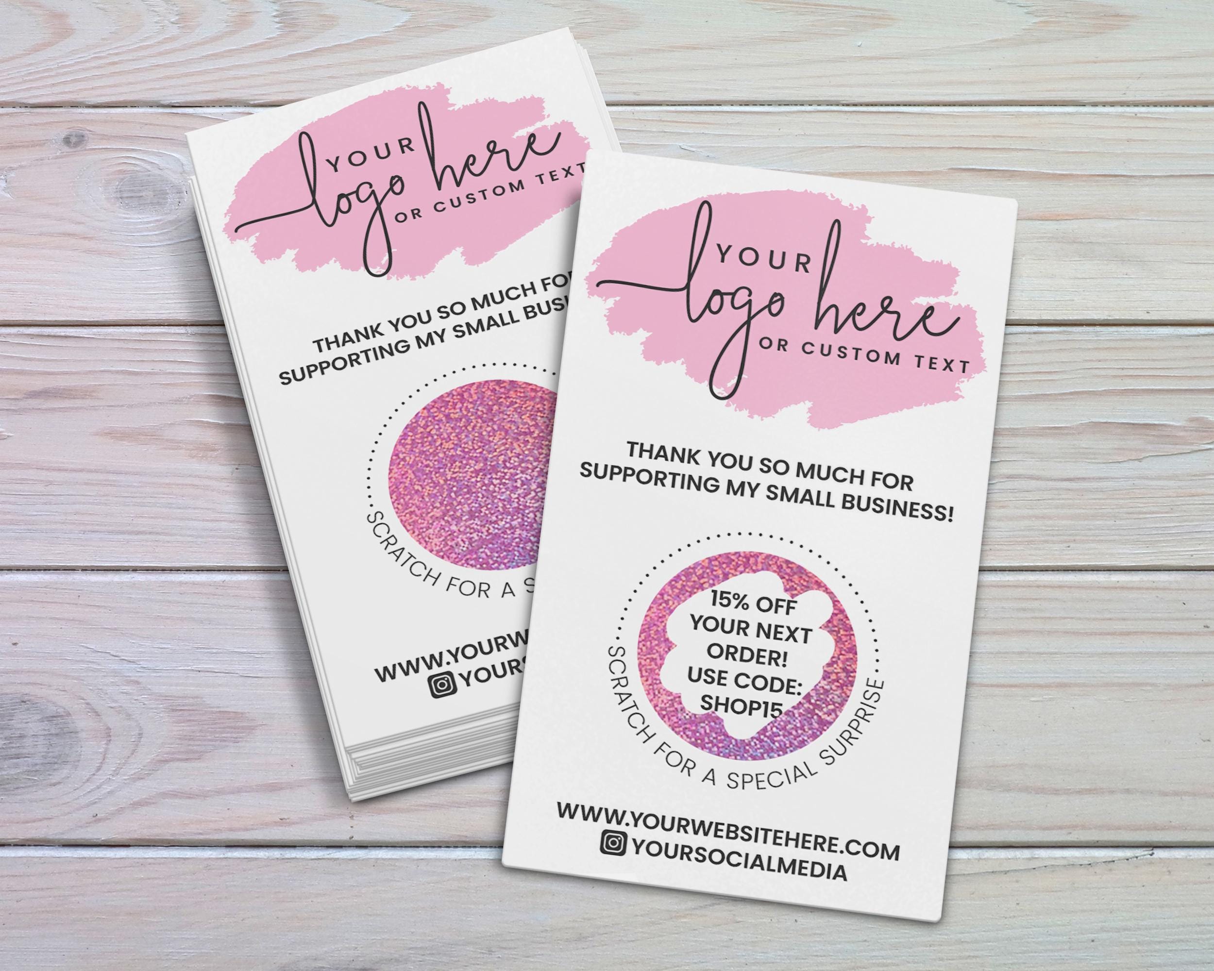 50 Blank Scratch Off Thank You Cards With Stickers - Customizable Business Appreciation Cards