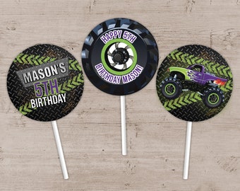 Monster Truck Party Cupcake Toppers, Monster Truck Birthday Party Favors, Monster Truck Party Tags, Cup Cake Toppers, Favor Tags