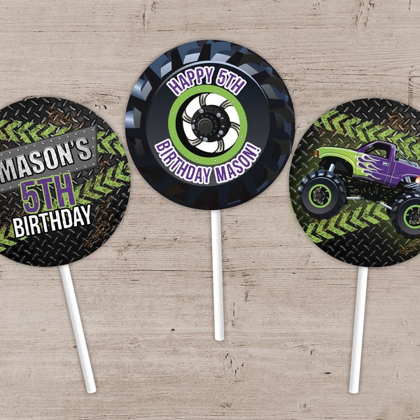 Monster Truck Party Cupcake Toppers, Monster Truck Birthday Party Favors, Monster Truck Party Tags, Cup Cake Toppers, Favor Tags