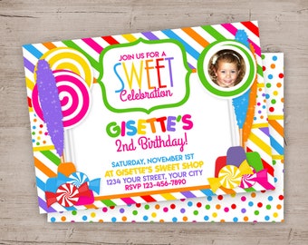 Candy Shop Birthday Party Invitations Digital U Print