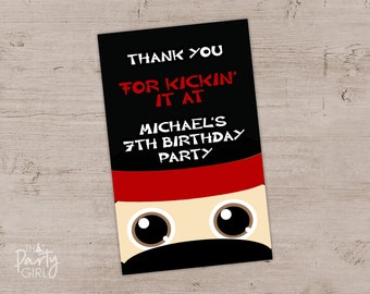 Ninja Thank You, Ninja Party Favors, Ninja Thank You Tags, Ninja Birthday Party Favors, Ninja Party Decor, Ninja Party, Ninja Goodie Bag