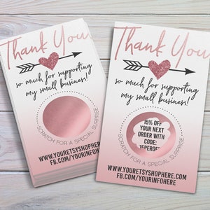 Rose Gold Scratch Off Thank You Cards: Small Business