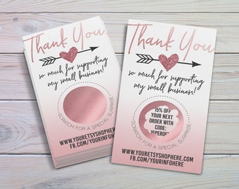 Rose Gold Scratch Off Thank You Cards: Small Business