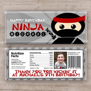 Ninja Candy Bar Wrapper, Ninja Party Favors, Ninja Thank You, Ninja Birthday Party, Ninja Party Decorations, Ninja Birthday Favors