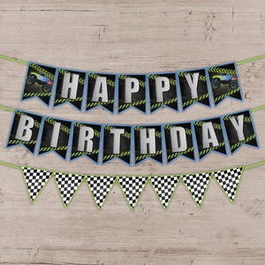 Monster Truck Happy Birthday Banner, Birthday Party Decorations, Monster Truck Banner Decor, Monster Truck Party Supplies, Printable