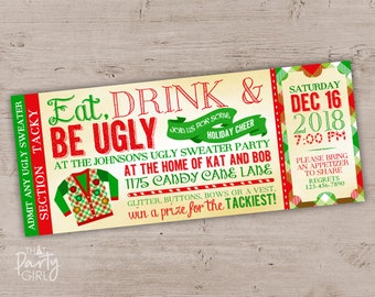Ugly Sweater Invitation, Ugly Sweater Invites, Ugly Sweater Christmas Party Invite, Ugly Christmas Sweater Invitations, Ugly Sweater Party