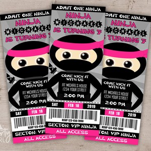 Ninja-Geburtstags-Einladung im Ticket-Stil (PDF)