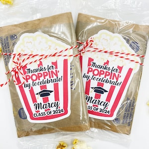 Graduation 2024 Popcorn Bag Stickers, Party Favors, Graduation Decoration Decor, College High School Grad, Treat Bag Thank You Labels