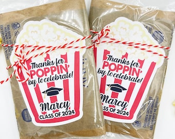 Graduation 2024 Popcorn Bag Stickers, Party Favors, Graduation Decoration Decor, College High School Grad, Treat Bag Thank You Labels