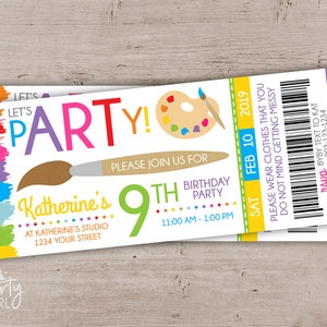 Art Party Invitation, Art Birthday Invitation, Art Party Invite, Paint Party Invite, Paint Party Invitations, Paint Birthday, Art Birthday image 1
