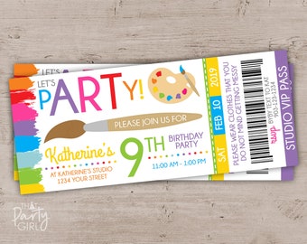 Art Party Invitation, Art Birthday Invitation, Art Party Invite, Paint Party Invite, Paint Party Invitations, Paint Birthday, Art Birthday