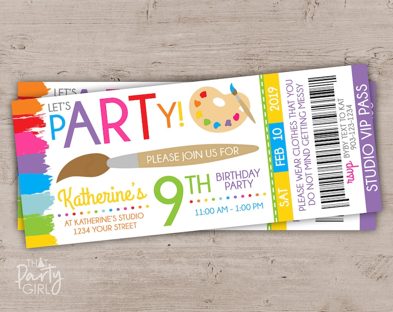 Art Party Invitation, Art Birthday Invitation, Art Party Invite, Paint Party Invite, Paint Party Invitations, Paint Birthday, Art Birthday image 1