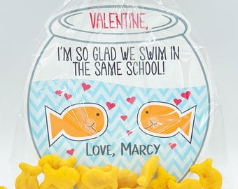 Printable Goldfish Valentine's Day Favor Tags (Instant Download)