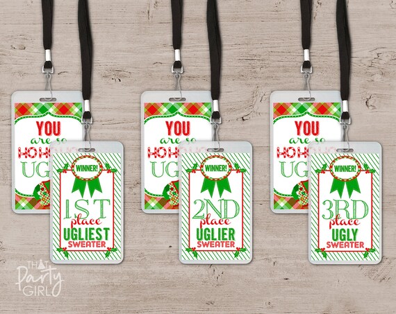 Ugly Sweater Christmas Party Awards: 1st, 2nd, 3rd Place Badges
