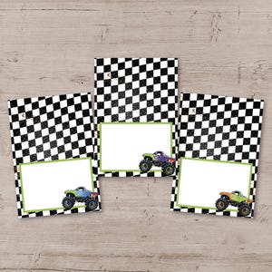 Etichette per tende da cibo per feste di compleanno a tema Monster Truck, segnaposto, decorazioni per feste a tema Monster Truck, decorazioni stampabili a tema Monster Truck, fai da te