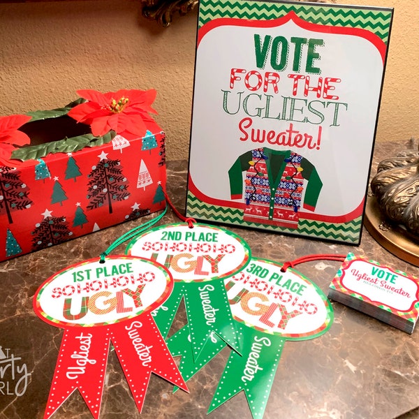 Ugly Sweater Party Awards, Ugly Sweater Party, Ugly Sweater Party Voting Ballots, Ugly Sweater Decor, Ugly Sweater Party Favors, DIY