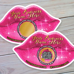Lips Scratch Off Business Thank You Cards: Makeup Salon Coupon