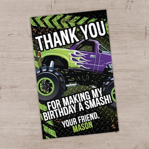 Monster Truck Thank You Tags, Birthday Party Thank You Notes, Monster Truck Birthday Party, Monster  Party Tags, Printable Thank Yous