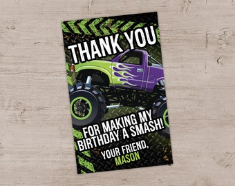 Monster Truck Thank You Tags, Birthday Party Thank You Notes, Monster Truck Birthday Party, Monster  Party Tags, Printable Thank Yous