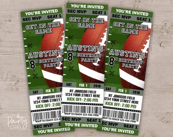 Football Invitation, Football Ticket Invitations, Football Birthday Invitations, Sports Party Invites, Football Birthday Party, Tailgate