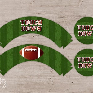 Football Cupcake Toppers, Football Party Wrappers, Football Birthday Party, Football Party Favors, Football Baby Shower, Football Decor