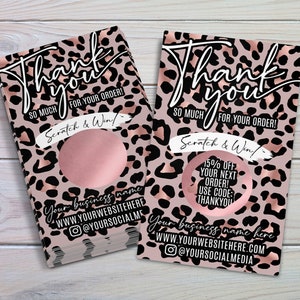 Leopard Scratch Off Thank You Cards: Small Business Coupon