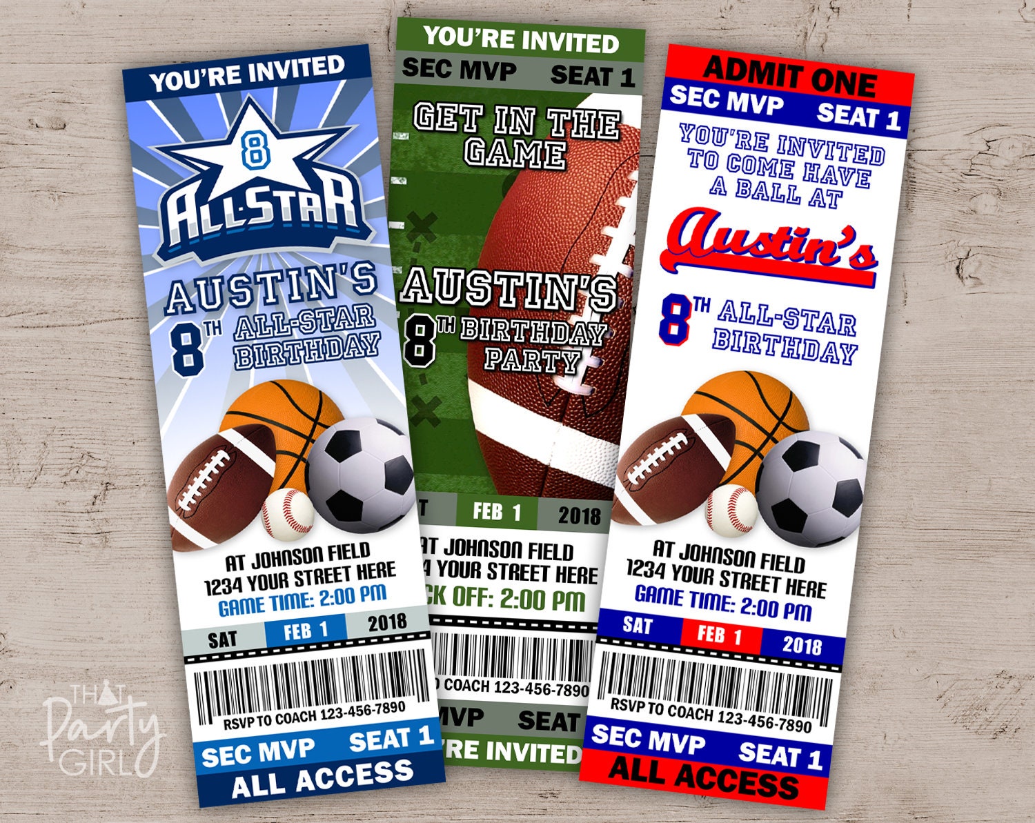 Minnesota Wild Ticket Style Sports Party Invites – Sports Invites