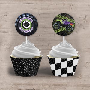 Monster Truck Cupcake Toppers & Wrappers: Printable Birthday Party Decor (PDF)