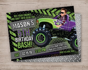 Monster Truck Invitation, Monster Truck Birthday Party Invitations, Monster Truck Party Decorations, Printable Birthday Decor Invites