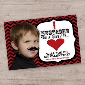 Lustige Valentinstagskarte - Ich Moustache Sie eine Frage Valentinstagskarten zum Ausdrucken - Benutzerdefiniertes Foto mit Hintergrund entfernen - Schnurrbart Valentinstag