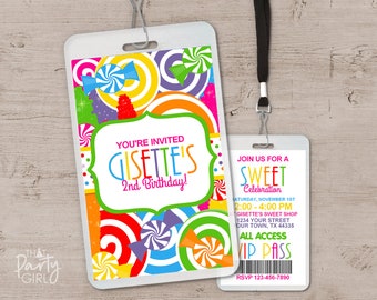 DIY Candy Shop Birthday Party Invitations VIP pass Digital U Print