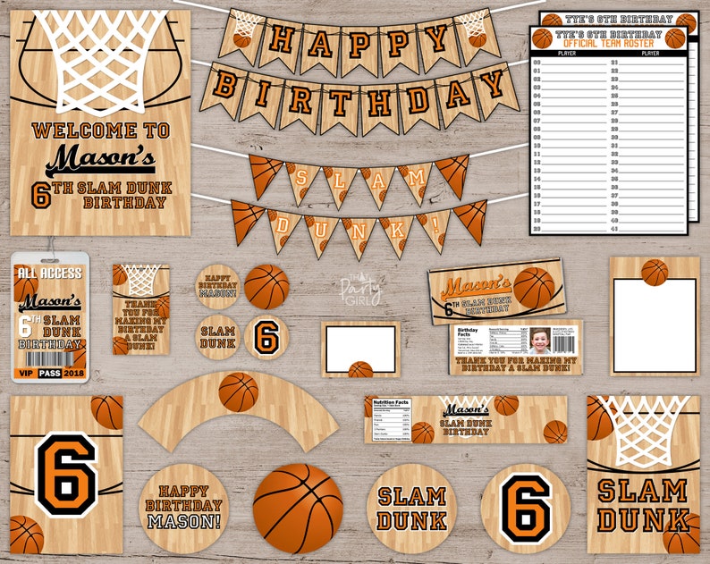 Basketball Birthday Party VIP Pass Style Invitations Printable DIY image 2