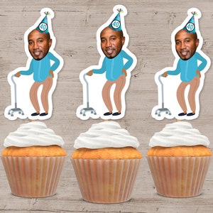 Photo Cupcake Toppers, 30th 40th 50th 60th Birthday, Cupcake Topper, Picture Cupcake Picks, Funny Birthday Decorations, Birthday Decor
