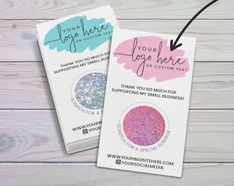 Custom Scratch Off Thank You Cards, Personalized Logo Small Business Advertising, Customer Coupon Game