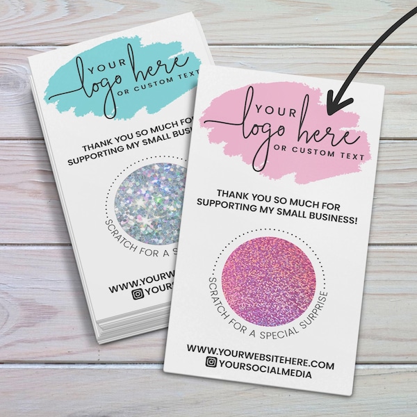 Custom Scratch Off Thank You Cards, Personalized Logo Small Business Advertising, Customer Coupon Game
