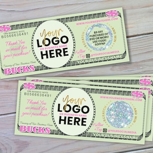 Custom Logo Thank You Scratch Off Cards: Small Business Coupons