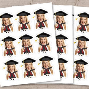 Printable Graduation Photo Cupcake Toppers, Graduation Party Face Cupcake Toppers, Graduation Party Decorations, Graduate Party Favors image 3